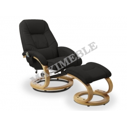 Fotel MATADOR czarny z podnóżkiem podgrzewany + masaż HALMAR