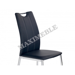 Krzesło metalowe K187 czarny e.skóra chrom HALMAR