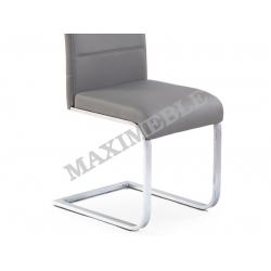 Krzesło metalowe K85 szary eco skóra chrom HALMAR