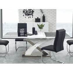 Stół rozkładany SANDOR 2 biały - czarny 160-220x90 HALMAR