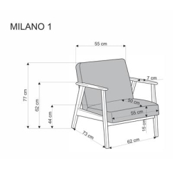MILANO 1S fotel - jasny beżowy tap. Castel 04 (1p=1szt)-17642
