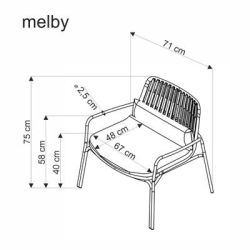 MELBY fotel wypoczynkowy, stelaż - biały, tapicerka - popielaty (2p=6szt)-33963