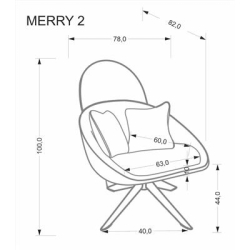 MERRY 2 fotel wypoczynkowy z funkcją obracania, kremowy (1p=1szt)-34052