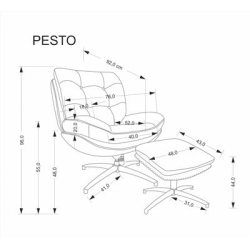 PESTO fotel z podnóżkiem / funkcja kołyski, popielaty (1p=1szt)-35361