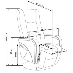 PULSAR recliner z funkcją masażu popielaty-35529