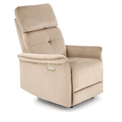 SEMIR fotel z funkcja elektrycznego rozkładania / gniazdo USB, beżowy (2p=1szt)-36259