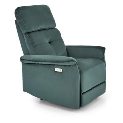 SEMIR fotel z funkcja elektrycznego rozkładania / gniazdo USB, ciemny zielony (2p=1szt)-36272