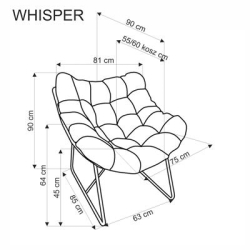 WHISPER fotel wypoczynkowy, czarny / naturalny (1p=1szt)-37890